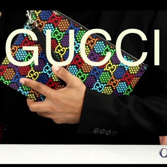 GUCCI NEW IN BOX Italy Multicolor 12" Zip Pouch Case Organizer Travel Case Bag